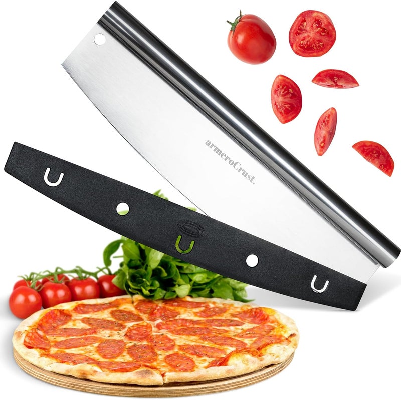 armeroCrust 16 Inch Pizza Cutter Rocker Blade - Easy Slicing - Premium Finish Pizza Slicer with Time Saving Pizza Cutter Rocker Design - Image 2